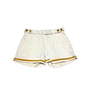 Boast Shorts, White w Mustard Edging and Gold “Leaf” Sailor Buttons, 4